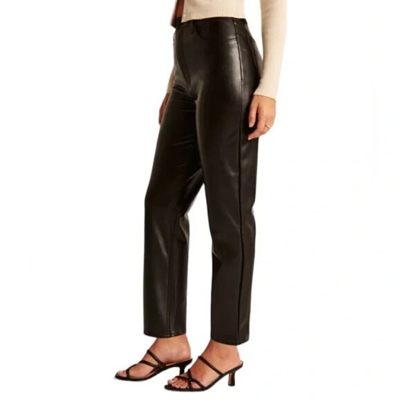 Abercrombie & Fitch Curve Love Vegan Leather Ankle Straight Pant - Picture 3 of 15
